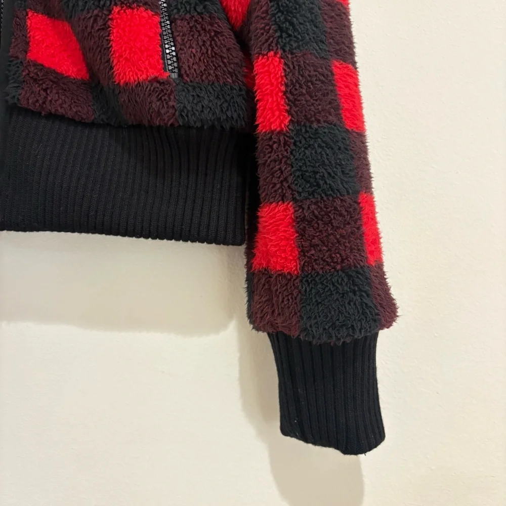 MOTHER Denim Buffalo Plaid Sherpa Jacket | Small - Picture 3 of 9